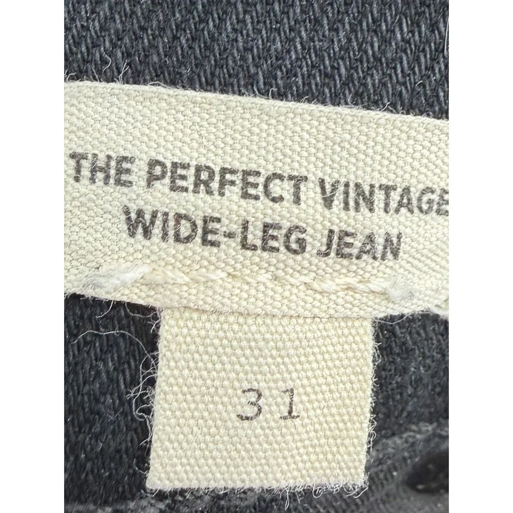 Madewell Womens Perfect Vintage Wide-Leg Jeans Black Wash Denim Raw Hem Size 31 - Picture 4 of 13